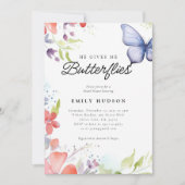 彼は私与えの蝶のブライダルシャワー 招待状 (正面)