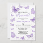 彼は私与えの蝶のブライダルシャワー 招待状 (正面)