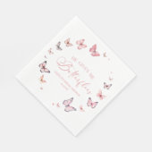 彼は私与えの蝶ソフトピンクのブライダルシャワー スタンダードランチョンナプキン (角)