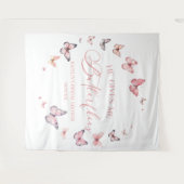 彼は私与えの蝶ソフトピンクのブライダルシャワー タペストリー (正面(横))