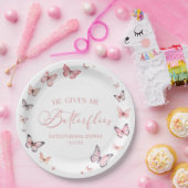 彼は私与えの蝶ソフトピンクのブライダルシャワー ペーパープレート (パーティー)