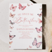 彼は私与えの蝶ソフトピンクのブライダルシャワー 招待状