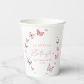 彼は私与えの蝶ソフトピンクのブライダルシャワー 紙コップ (裏面)