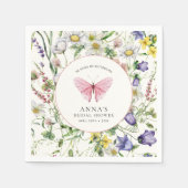 彼は私与えの蝶ピンクのブライダルシャワー スタンダードカクテルナプキン (正面)