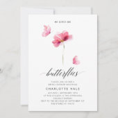 彼は私与えの蝶ピンクのブライダルシャワー 招待状 (正面)