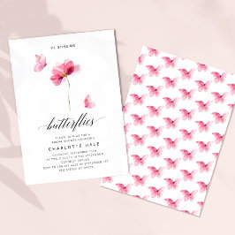 彼は私与えの蝶ピンクのブライダルシャワー 招待状