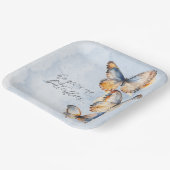 彼は私与えの蝶ブルーモダンブライダルシャワー ペーパープレート (傾斜あり)