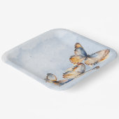 彼は私与えの蝶ブルーモダンブライダルシャワー ペーパープレート (傾斜あり)