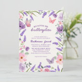 彼は私与えの蝶ラベンダーブライダルシャワー 招待状 (スタンド正面)