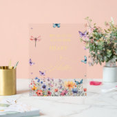 彼は私与えの蝶ワイルドフラワーブライダルシャワー アクリルサイン (ウェディング)