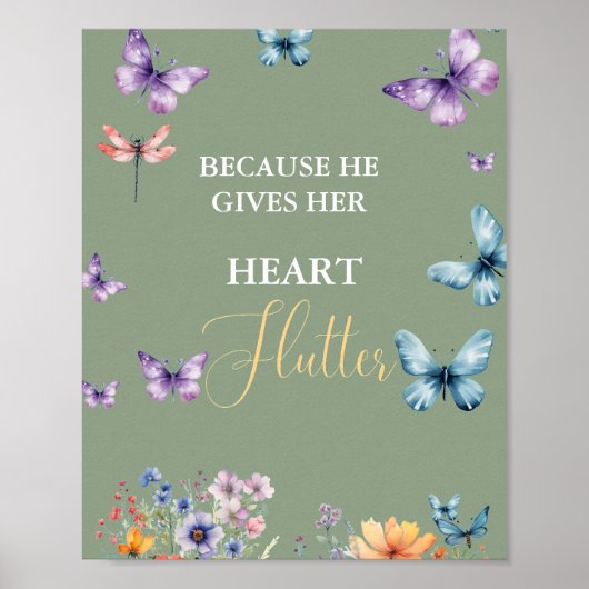彼は私与えの蝶ワイルドフラワーブライダルシャワー ポスター (正面)