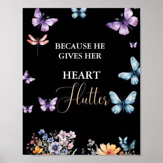 彼は私与えの蝶ワイルドフラワーブライダルシャワー ポスター (正面)