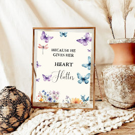 彼は私与えの蝶ワイルドフラワーブライダルシャワー ポスター