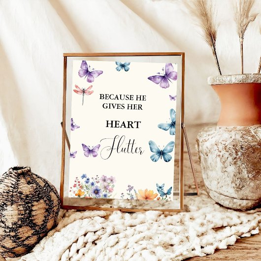 彼は私与えの蝶ワイルドフラワーブライダルシャワー ポスター