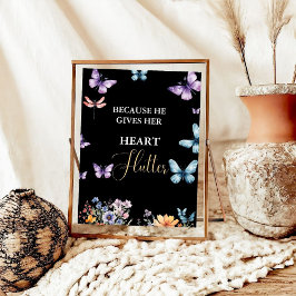 彼は私与えの蝶ワイルドフラワーブライダルシャワー ポスター