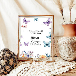 彼は私与えの蝶ワイルドフラワーブライダルシャワー ポスター