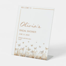 彼は私与えの蝶ワイルドフラワーブライダルシャワー 台座サイン