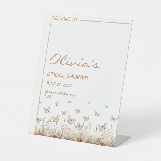 彼は私与えの蝶ワイルドフラワーブライダルシャワー 台座サイン (正面)