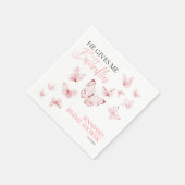 彼は私与えの蝶 | ピンク赤面ブライダルシャワー スタンダードカクテルナプキン (角)