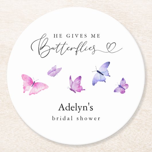 彼は私与えの蝶 ラウンドペーパーコースター (正面)