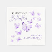 彼は私与えの蝶 | ラベンダーブライダルシャワー スタンダードカクテルナプキン (正面)