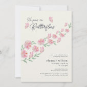 彼は私与えをバターにしたピンクのフローラブライダルシャワー 招待状 (正面)