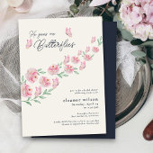 彼は私与えをバターにしたピンクのフローラブライダルシャワー 招待状