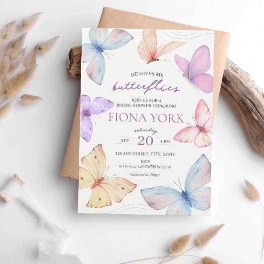 彼は私与えを蝶々させる |エレガントブライダルシャワー 招待状