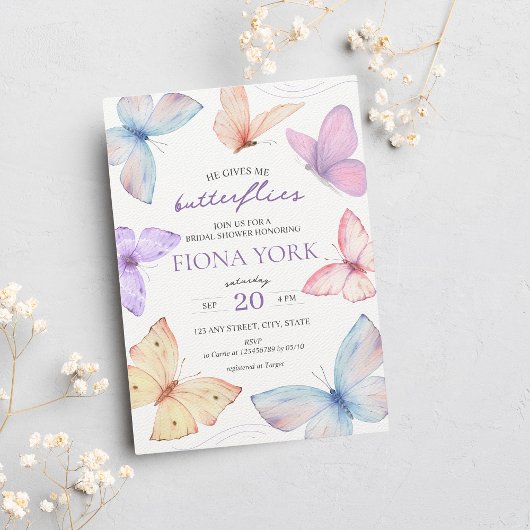 彼は私与えを蝶々させる |エレガントブライダルシャワー 招待状