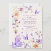 彼は私与え紫の蝶のブライダルシャワー 招待状 (正面)