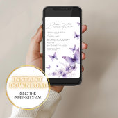 彼は私与え紫の蝶のブライダルシャワー 招待状