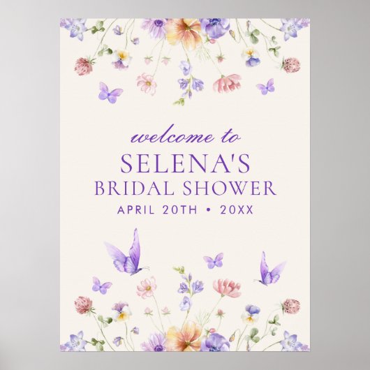 彼は私与え紫の蝶を歓迎サイン ポスター (正面)