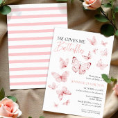 彼は私与え蝶ピンク赤面ブライダルシャワー 招待状