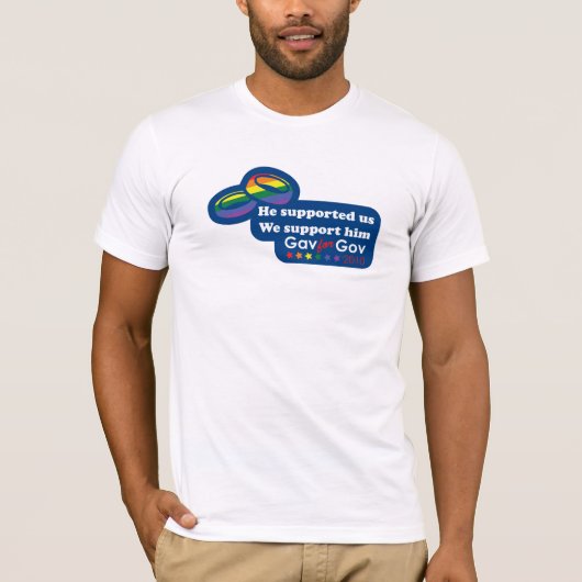 彼は私達を、私達支えます彼を支えました Tシャツ (正面)