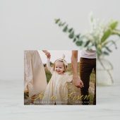 彼は立ち上がったゴールドフォイルのスクリプト写真イースターポストカード 箔シーズンポストカード (立ち正面)