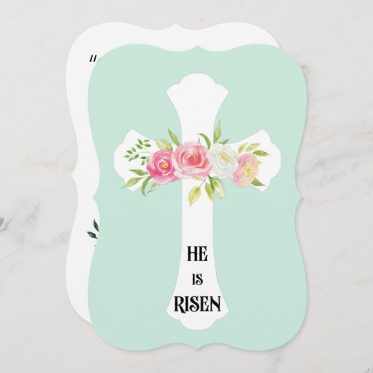 彼は立ち上がった!あなたのイースターが幸せであることを望ん賛美だ 招待状 (正面/裏面)