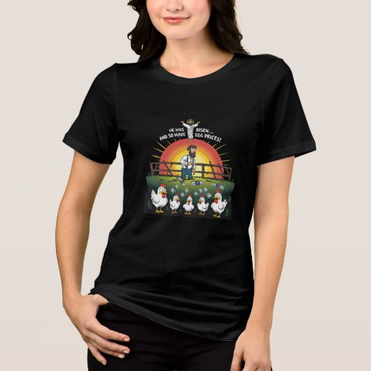 彼は立ち上がった…そして卵価も持っている!イースターエゴン トライブレンドTシャツ (正面)