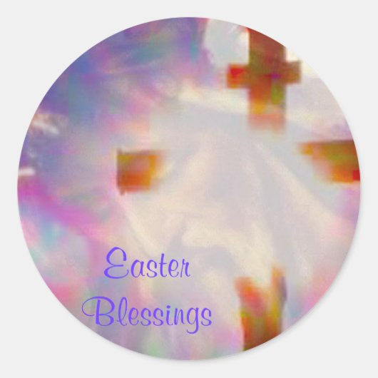 彼は立ち上がった!イースタースティッカー ラウンドシール (正面)