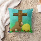 彼は立ち上がった!イースターバニーのシックな弓を渡る クッション (ブランケット)