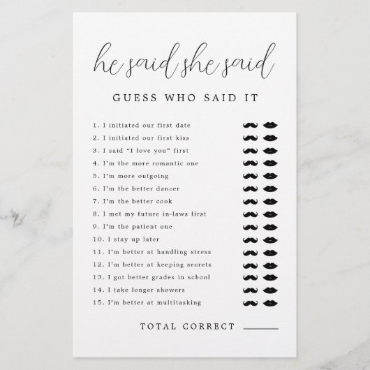 彼は素朴彼女がブライダルシャワーゲームと言った (正面)