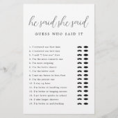 彼は素朴彼女がブライダルシャワーゲームと言った (裏面)