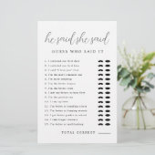 彼は素朴彼女がブライダルシャワーゲームと言った (スタンド正面)