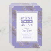 彼は紫色のイースター招待状カードを復活した シーズンカード (正面/裏面)