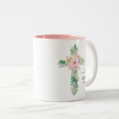 彼は緑の水の色のクロス復活祭のマグカップを上昇している ツートーンマグカップ (正面右)