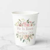 彼は美しいピンクのフローライースターパーティーを復活 紙コップ (裏面)