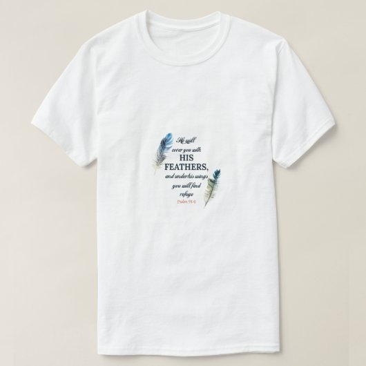 彼は羽毛を羽織って上げる Tシャツ (デザイン正面)