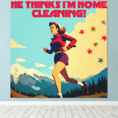 彼は考え私の家にサッシーランナーを掃除している キャンバスプリント (インサイチュ (ウッドフロア))