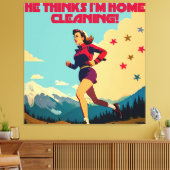 彼は考え私の家にサッシーランナーを掃除している キャンバスプリント (インサイチュ (リビング))