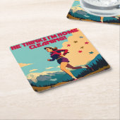 彼は考え私の家にサッシーランナーを掃除している スクエアペーパーコースター (アングル)