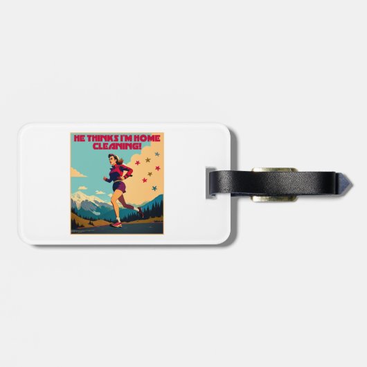 彼は考え私の家にサッシーランナーを掃除している ラゲッジタグ (裏面横)